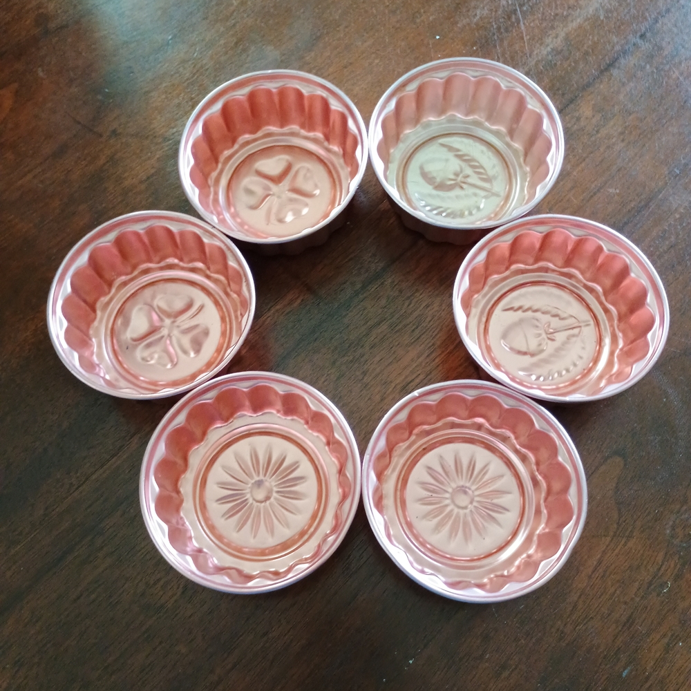Set of 6 Vintage Copper Toned Aluminum Jello Molds